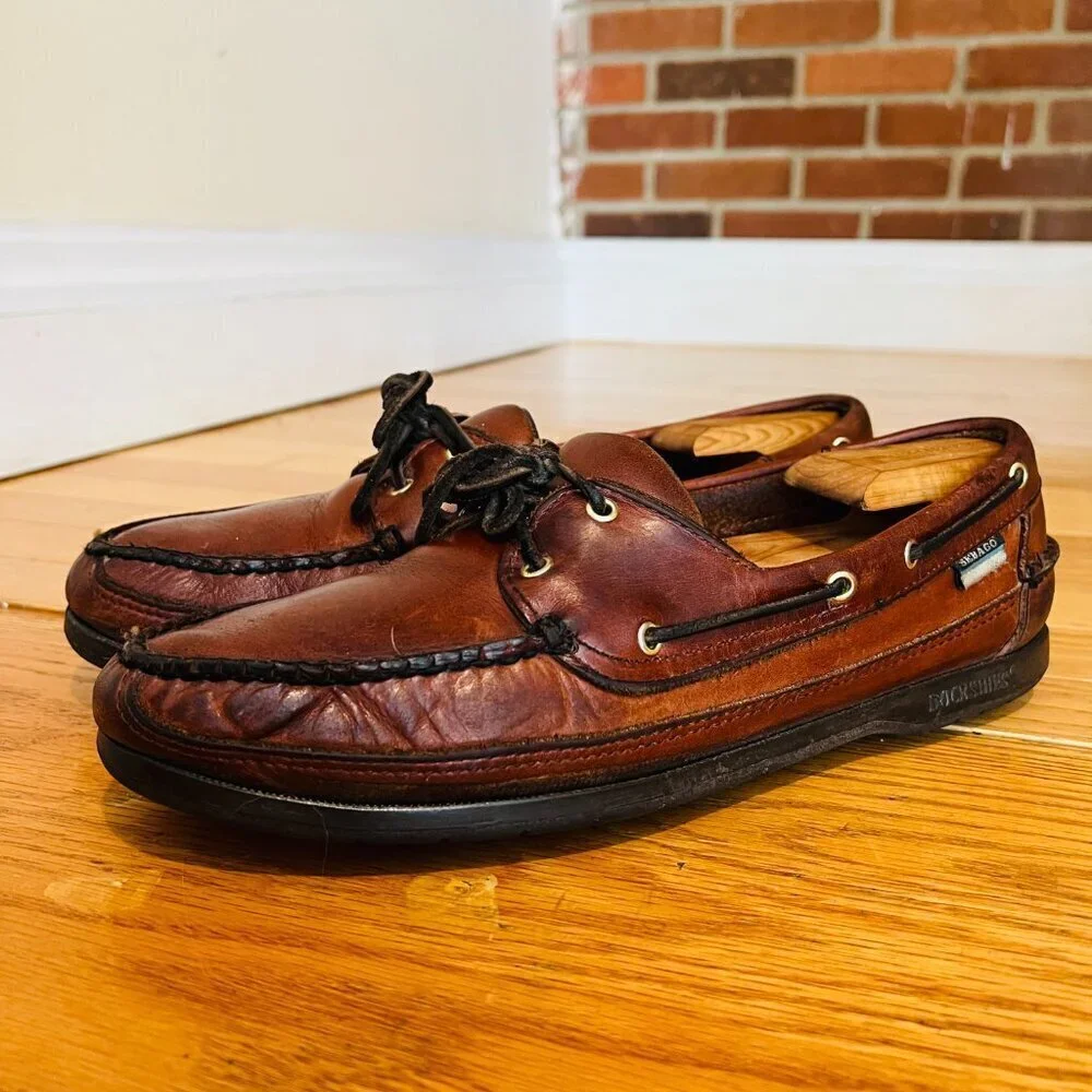 Sebago Brown Leather Boat Deck Shoes Mens US 10